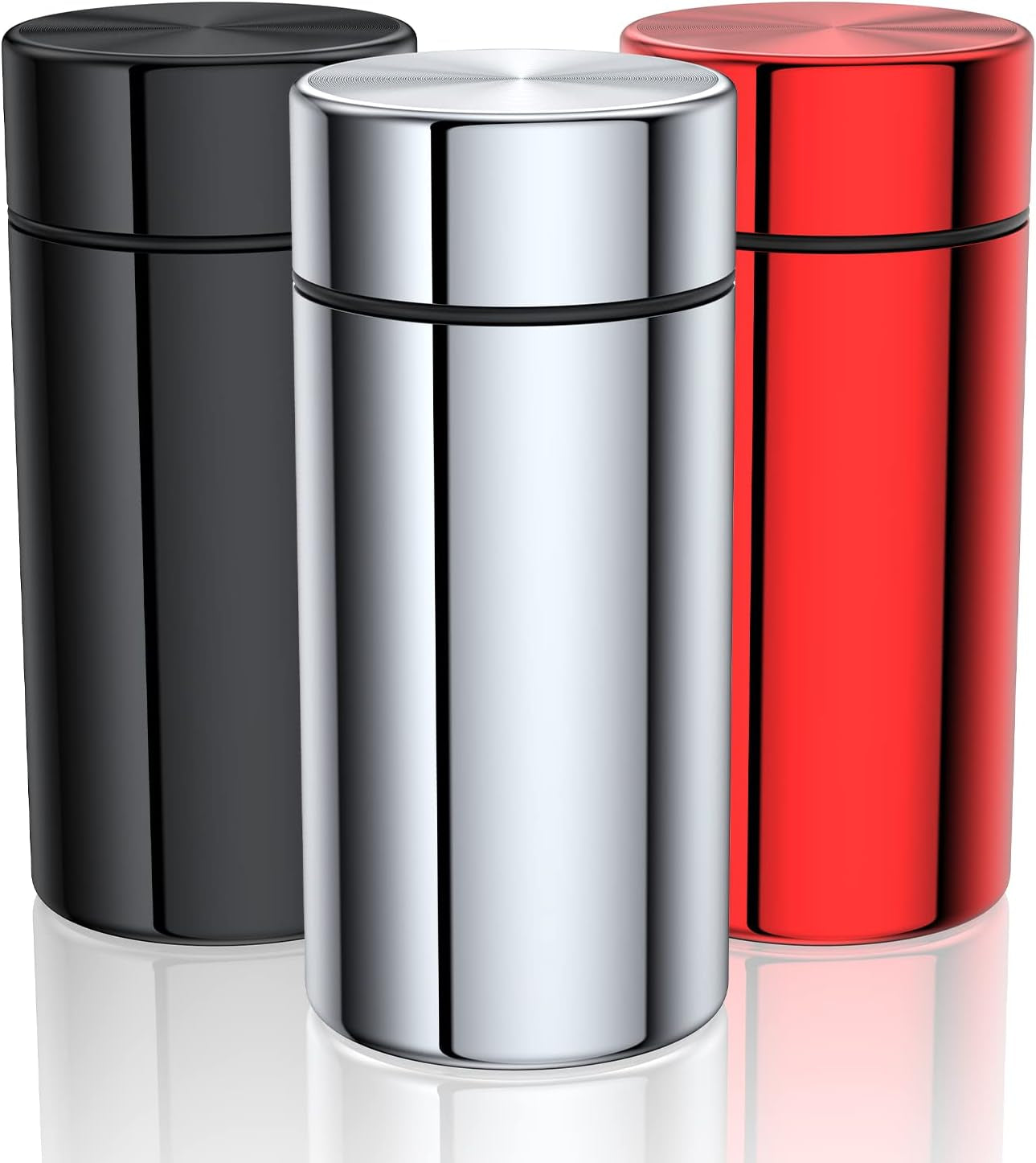 Portable Aluminum Storage Jar 3-Pack, Airtight Smell Proof Metal Bottle, Multipurpose Container for Coffee & Teas, Herb & Spice Container with Screw-Top Lid Lock Odor Proof