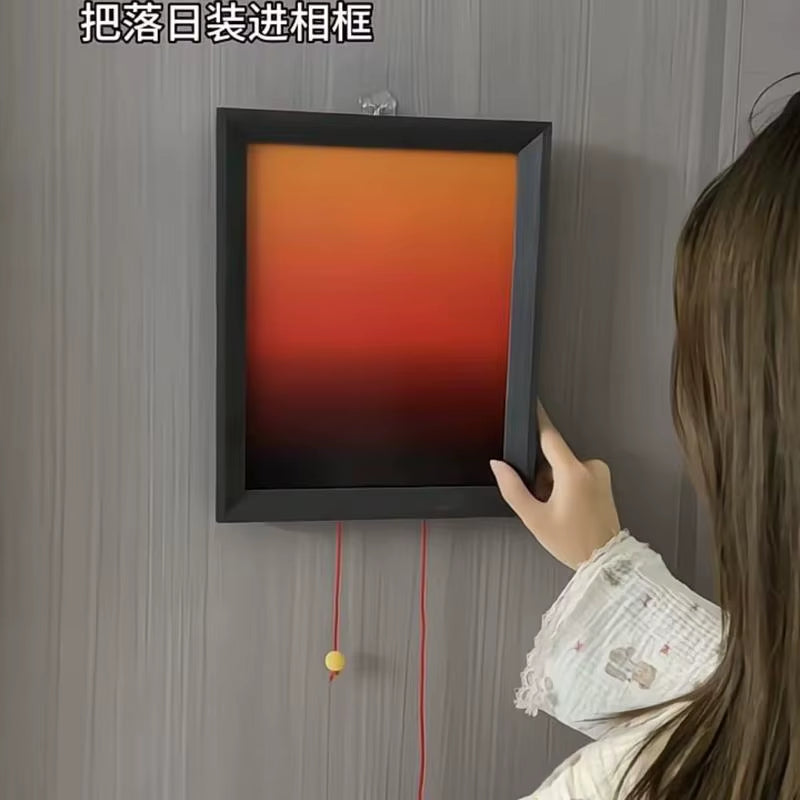 Led Sunset Wall Lamp Pull-Cord Ambient Lighting Sunset Projection Lamp for Living Room Bedroom Home Decor Tiktok Photo Backgroun