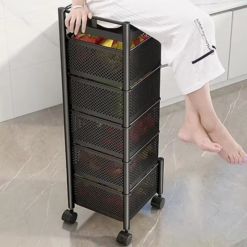 Removable Rotating Kitchen Shelving Multi-Floor Home Installation Multi-Functional Storage Vegetable and Fruit Basket Rack