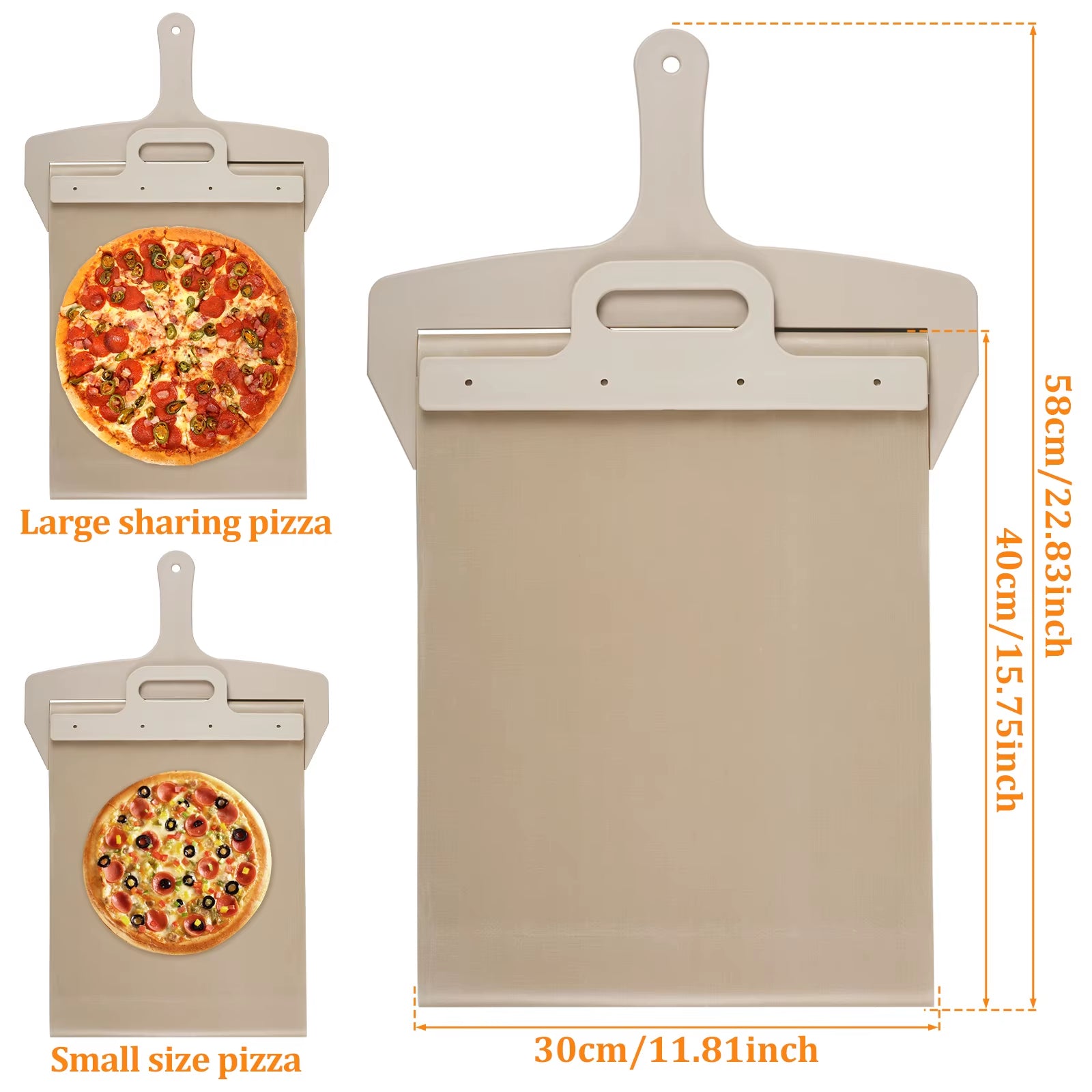 Sliding Pizza Peel Non-Stick Sliding Pizza Shovel with Detachable Wood Handle Effortless to Clean Sliding Pizza Shovel for Oven