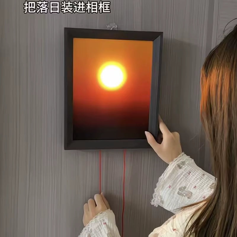 Led Sunset Wall Lamp Pull-Cord Ambient Lighting Sunset Projection Lamp for Living Room Bedroom Home Decor Tiktok Photo Backgroun
